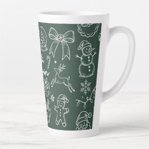 Taza De Café Latte La temporada - Doodle de Navidad
