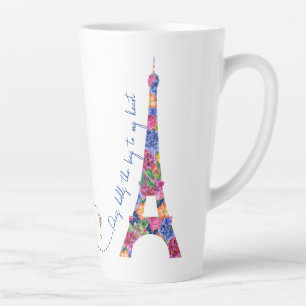 Taza De Café Latte La Torre Eiffel Floral de Anastasia París es clave