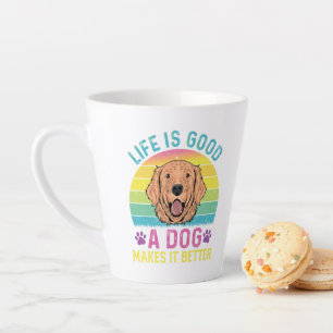 Taza De Café Latte La Vida Es Buena, Un Perro Lo Hace Mejor
