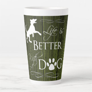 Taza De Café Latte La vida es mejor con un perro latte Mug - Verde