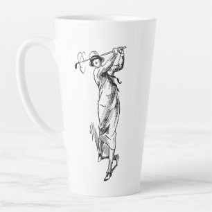 Taza De Café Latte La Vieja Dama Golfer