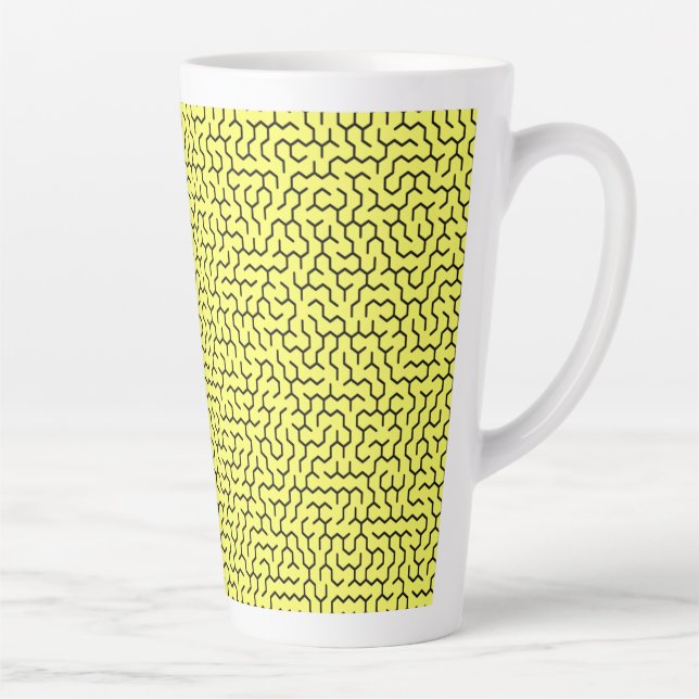 Taza De Café Latte Laberinto de Hexágono Amarillo (Derecha)