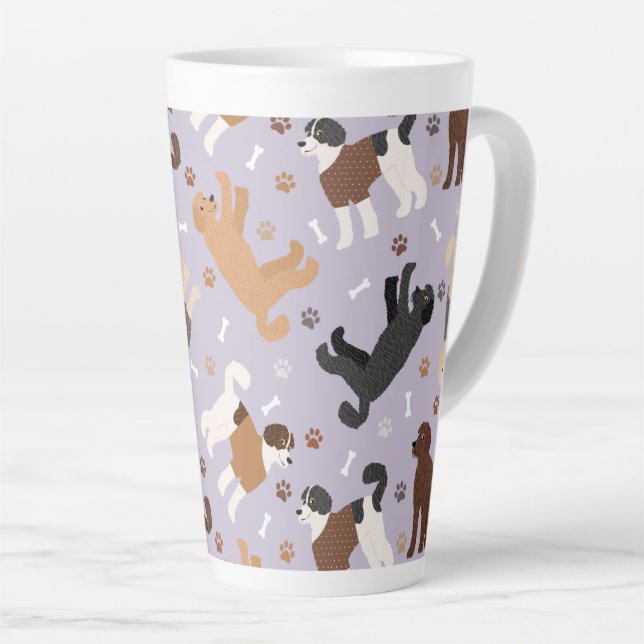 Taza De Café Latte Labradoodle / Goldendoodle Bones y Pastas (Ángulo derecho)