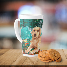 Taza De Café Latte Labrador Artístico Perro Abstracto  
