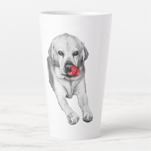Taza De Café Latte Labrador con alegría rojo brillante