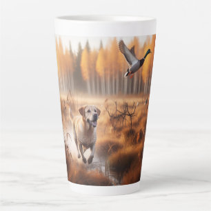 Taza De Café Latte Labrador/perro en la caza de pato en otoño