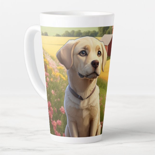 Taza De Café Latte Labrador recuperador en granja (Ángulo izquierdo)