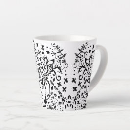 Taza De Café Latte Lacy Black Doodle Latte Mug