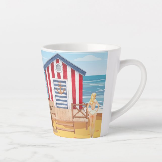 Taza De Café Latte ladie en la playa (Derecha)