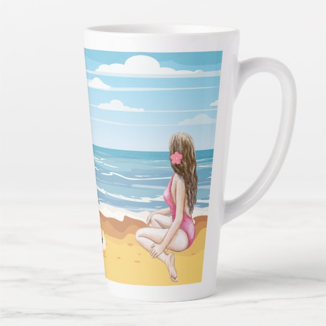 Taza De Café Latte ladie en la playa (Derecha)