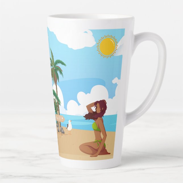 Taza De Café Latte ladie en la playa (Derecha)