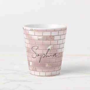 Taza De Café Latte Ladrillos rosas de Glam Rubor