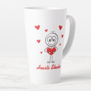 Taza De Café Latte Ladrón de Corazones Diseño de Amor con Figura de P