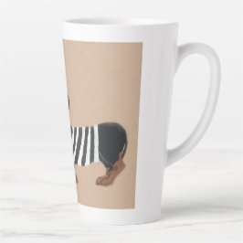 Taza De Café Latte Ladrón de Golosinas Dachshund Negro y Marrón Presi