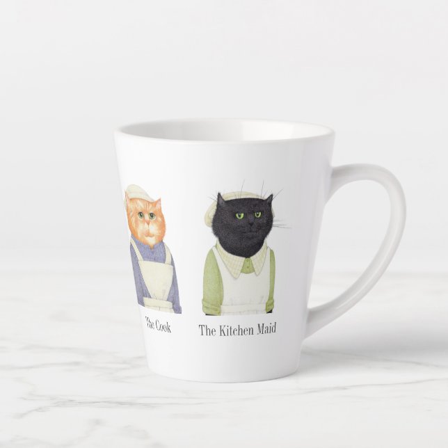 Taza De Café Latte LADY CATS Latte Mug + Texto (Derecha)