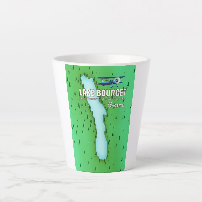 Taza De Café Latte Lago Bourget Francia hermoso afiche de viajes (Anverso)
