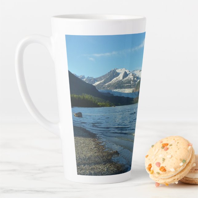 Taza De Café Latte Lago Mendenhall en el paisaje Juneau Alaska (In situ)