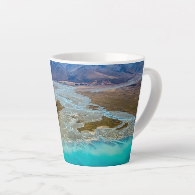 Taza De Café Latte Lago Tekapo y Alpes del Sur, Nueva Zelandia (Ángulo derecho)