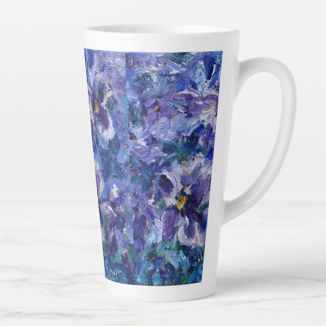 Taza De Café Latte Lámina de lazo morado - 17 oz (Derecha)