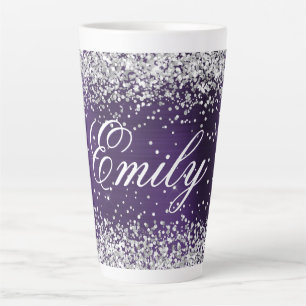 Taza De Café Latte Lámina personalizada de color violeta oscuro con p