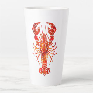 Taza De Café Latte Langosta poligonal roja