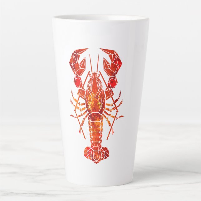 Taza De Café Latte Langosta poligonal roja (Anverso)
