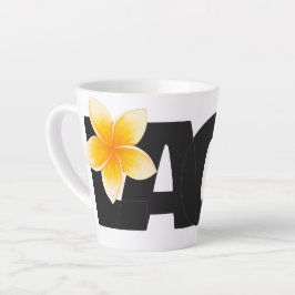 Taza De Café Latte Laos Love Frangipani Flower White and Black