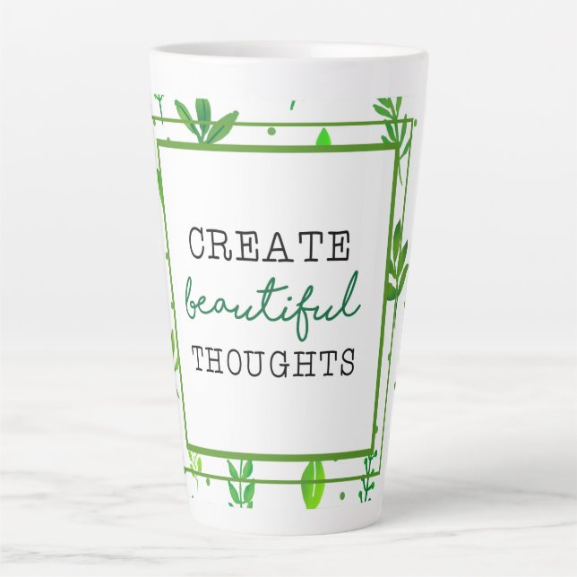 Taza De Café Latte Large Latte Mug | Nature Green Leafy Pattern Print (Anverso)