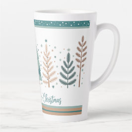 Taza De Café Latte Large Latte Mug with Christmas Trees minimalist