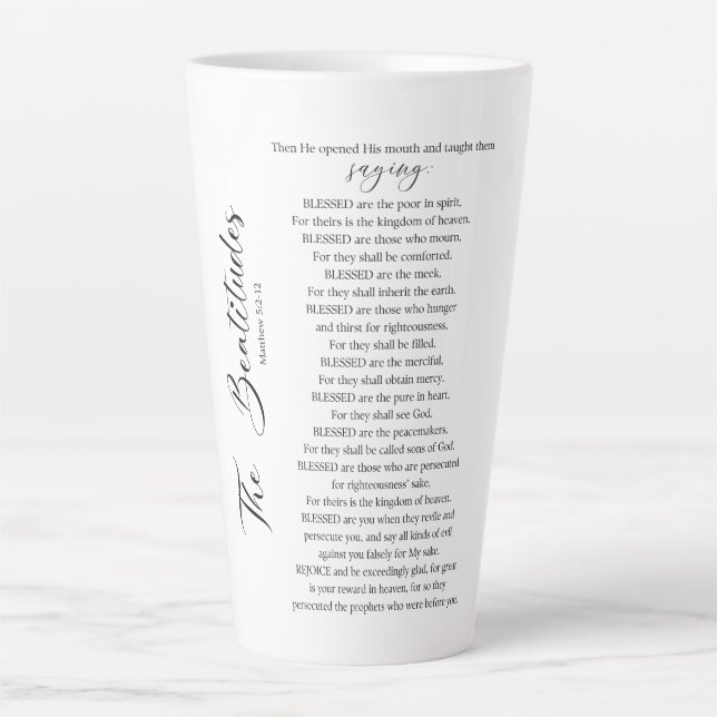 Taza De Café Latte Las Bestias Mateo 5:2-12 Escritura Biblia (Anverso)