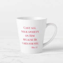 Taza De Café Latte Las escrituras le muestran su ansiedad