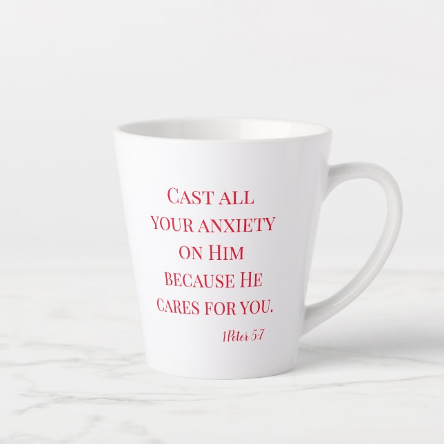 Taza De Café Latte Las escrituras le muestran su ansiedad (Derecha)