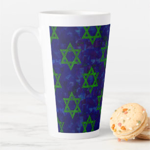 Taza De Café Latte Las filas verdes de Hanukkah de SlipperyJoe's Estr