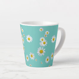 Taza De Café Latte Las Flores De Daisy Se Polen. BC Turqoise Latte Mu