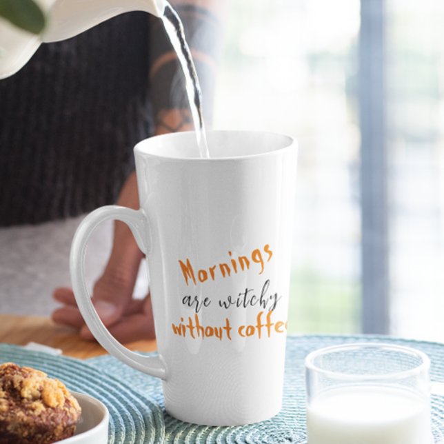 Taza De Café Latte Las mañanas son Brujería Blanca Halloween (Subido por el creador)