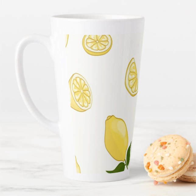 Taza De Café Latte Late Mug Lemon Design (In situ)