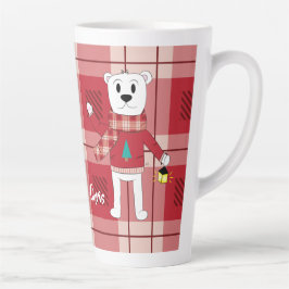 Taza De Café Latte Latín de vacaciones de oso rojo de Papa Polar