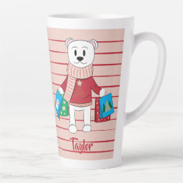 Taza De Café Latte Latín feriado del oso polar de compras