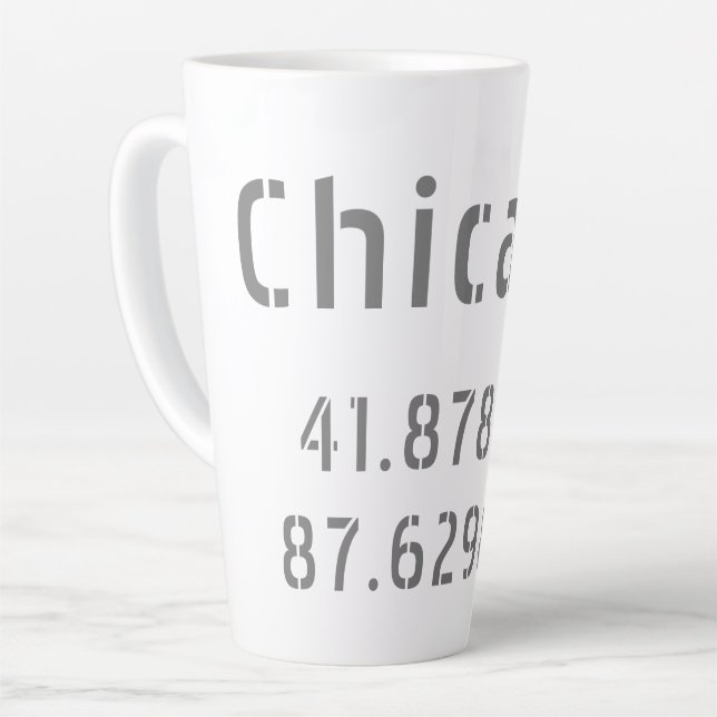 Taza De Café Latte Latitud Longitud de Chicago   (Ángulo izquierdo)