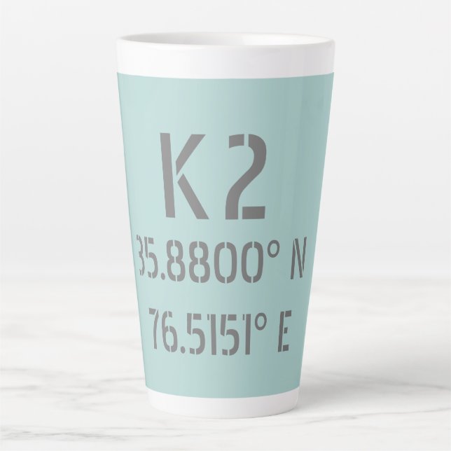 Taza De Café Latte Latitud y longitud de K2 (Anverso)