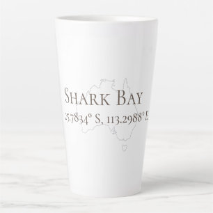 Taza De Café Latte Latitud y longitud de la bahía de los tiburones e