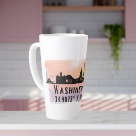 Taza De Café Latte Latitud y longitud de la línea aérea de Washington