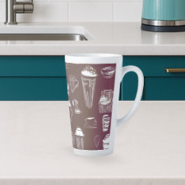 Taza De Café Latte Latte de la cafetería sobre fondo de color café