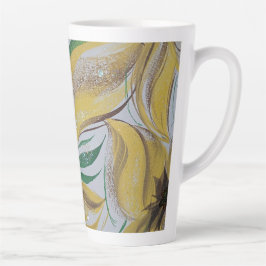 Taza De Café Latte Latte floral amarilla