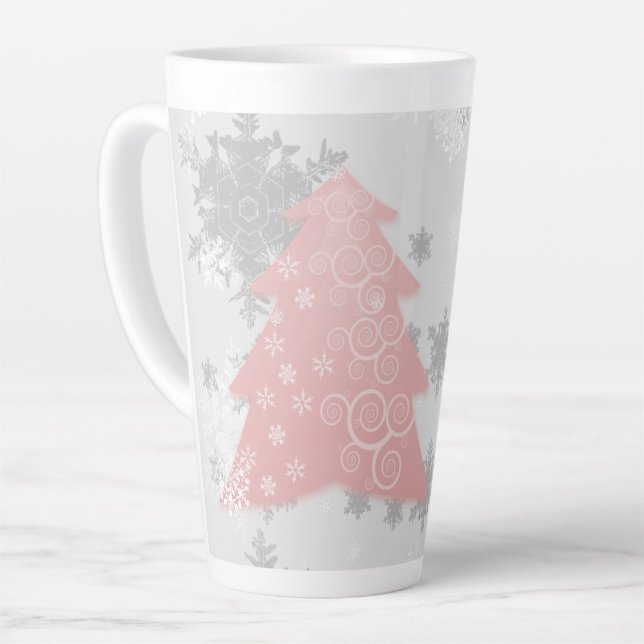 Taza De Café Latte Latte Mug, árbol de Navidad rosado (Ángulo izquierdo)