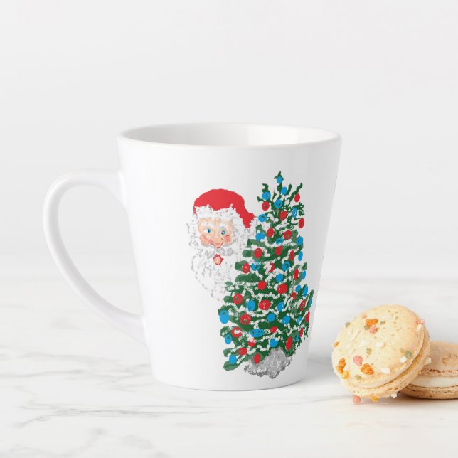 Taza De Café Latte Latte Mug : Árbol de Navidad y Papá Noel (In situ)