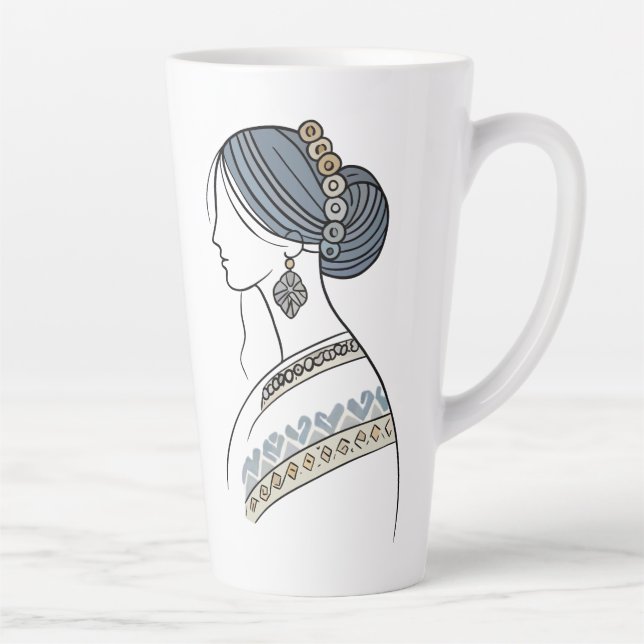 Taza De Café Latte Latte Mug, arte folclórico ucraniano | Arte De Lín (Derecha)
