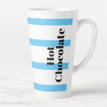 Latte Mug - Blue Hoops - Chocolate caliente