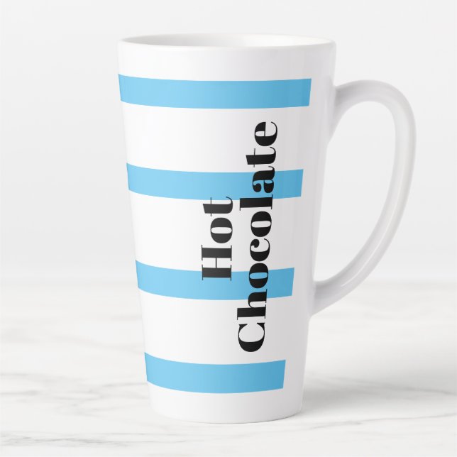 Taza De Café Latte Latte Mug - Blue Hoops - Chocolate caliente (Derecha)