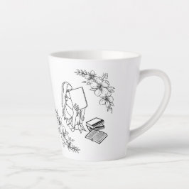 Taza De Café Latte Latte Mug, "Chica de biblioteca"